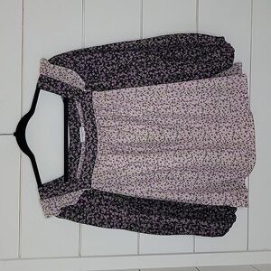 Carolina Belle Floral Blouse - Black and Purple